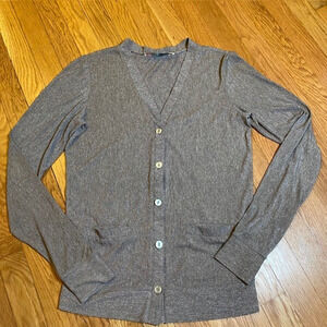 Free People Beach Womens Size Extra Small Gray Silvery Metallic Light Cardigan